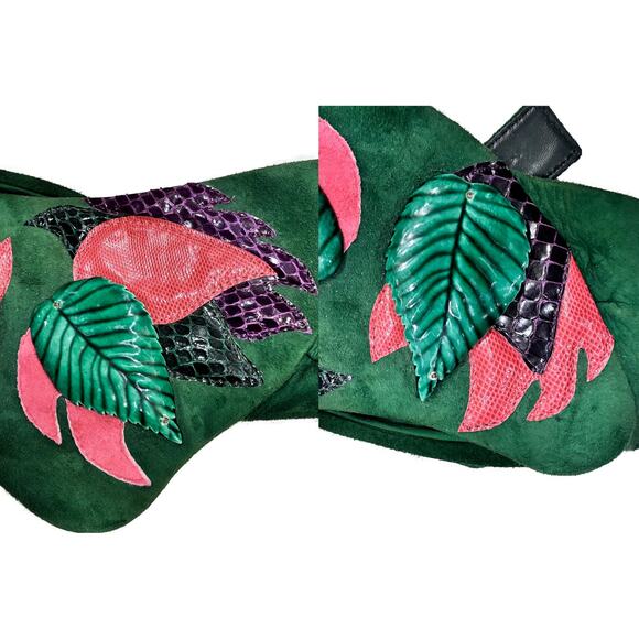 80s Waldorf Creations Green Suede Belt – Super Wide Statement Luxe | M/L - Picture 7 of 14